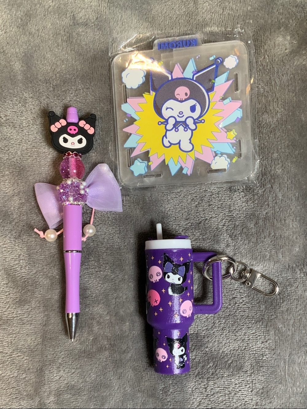 Kuromi Purple Cute Character Pen & Keychain Set